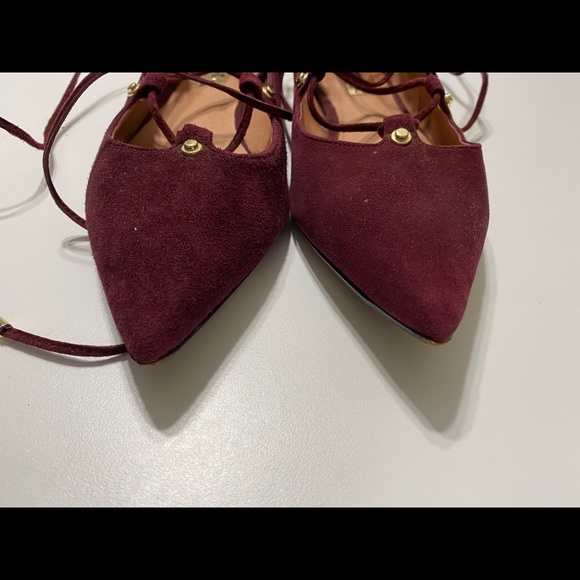 Burgundy tie up flats - Picture 3 of 3